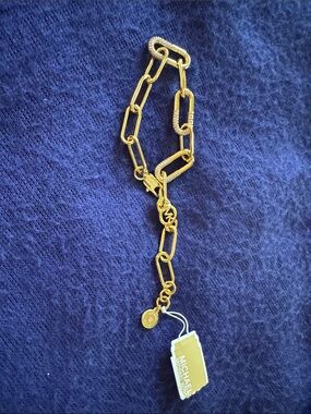Michael Kors Gold Paperclip Link Bracelet with MK Charm